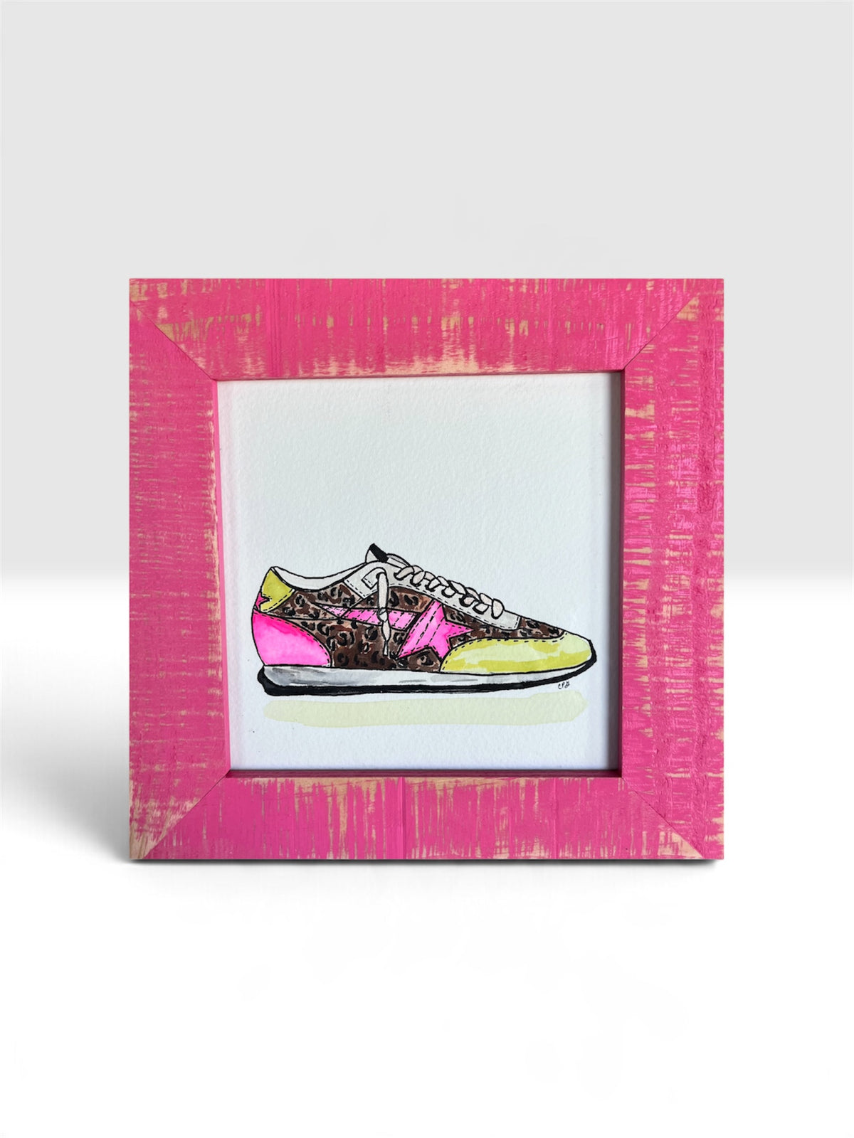 'Hot Pink Star Sneaker' - Watercolor