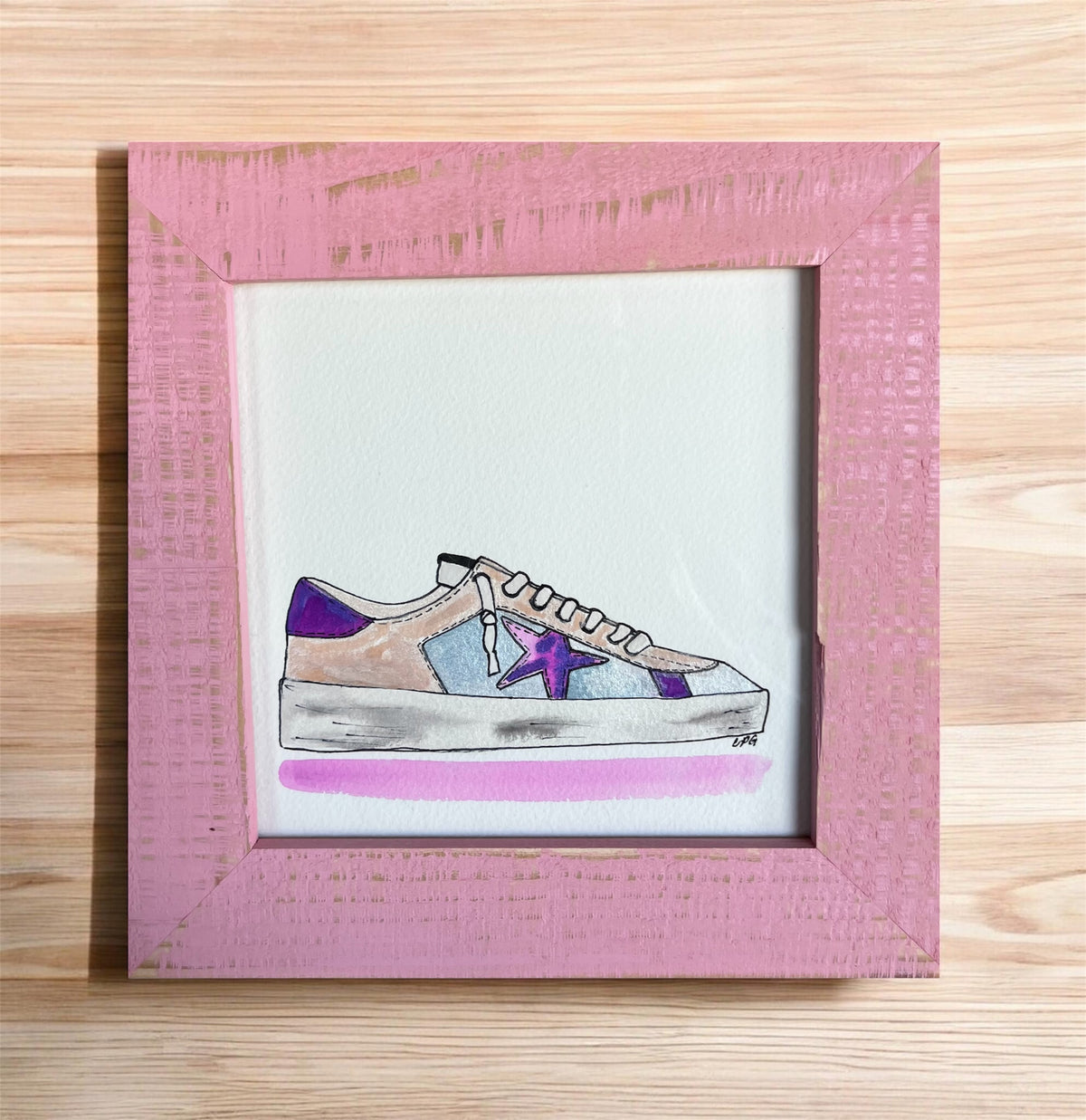 'Purple Star Sneaker' - Watercolor